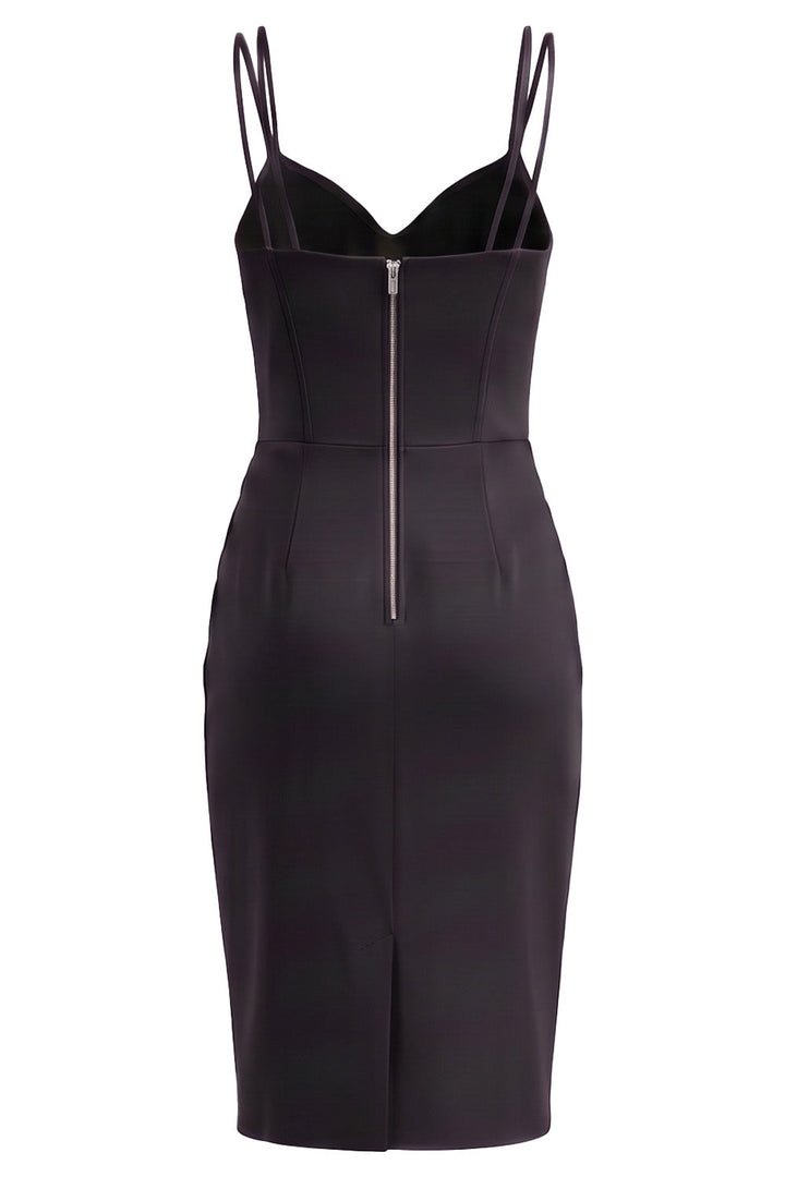 VIVIENNE embellished corset evening dress in black on model - back view