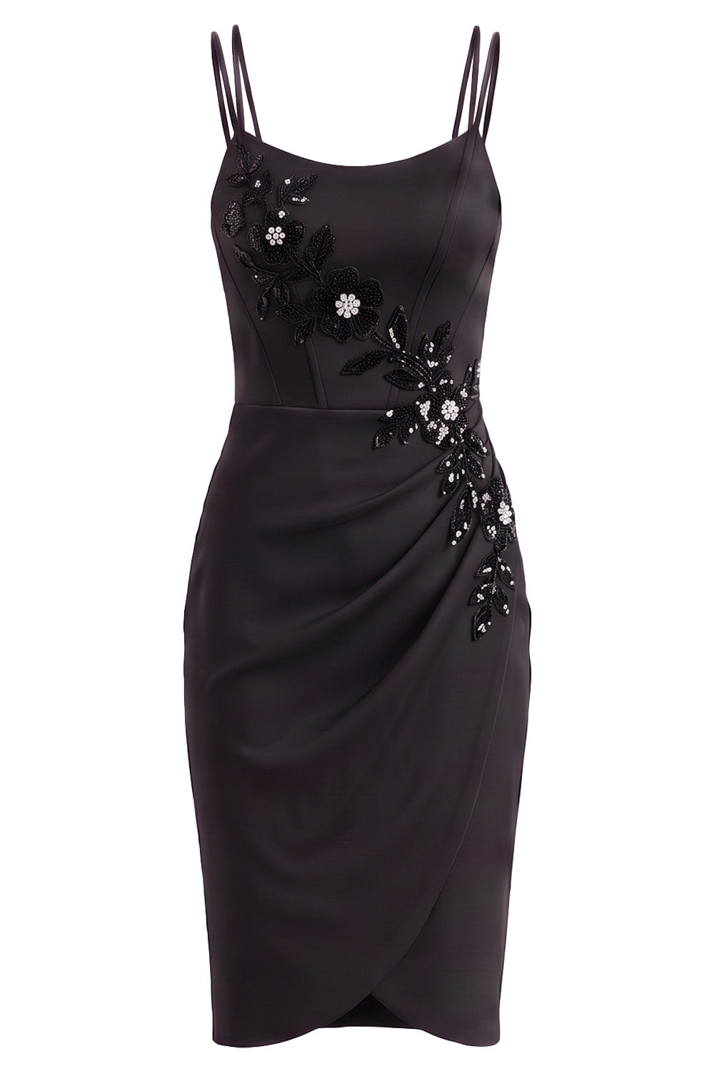 VIVIENNE embellished corset evening dress in black on model - front view