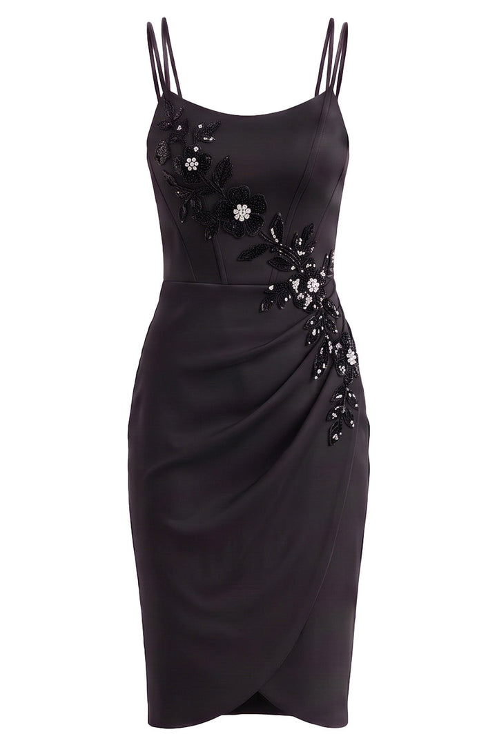 VIVIENNE embellished corset evening dress in black on model - front view
