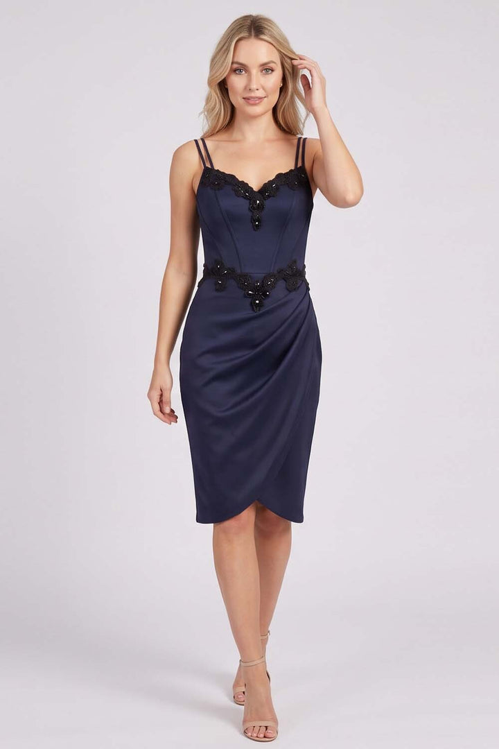 ODILE beaded corset dress in ink navy by Luxe Noir - front view