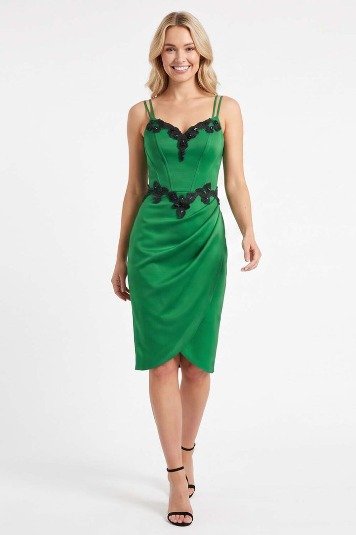 ODILE beaded corset dress in kelly green by Luxe Noir - front view