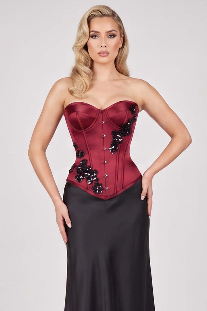 OTTILIE Cupped Corset  - Deep Crimson