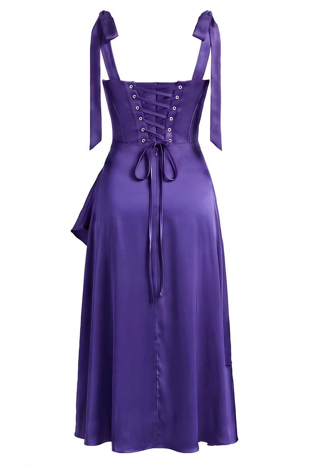 MIRCALLA Corset Midi Dress in Royal Purple by Luxe Noir – back view