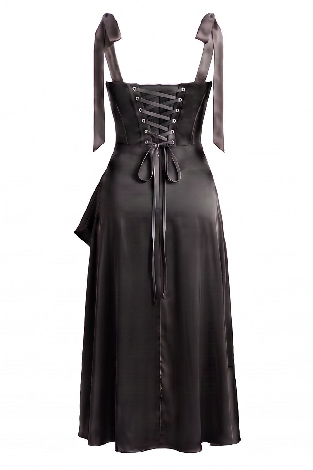 MIRCALLA Corset Midi Dress in Black by Luxe Noir – back view