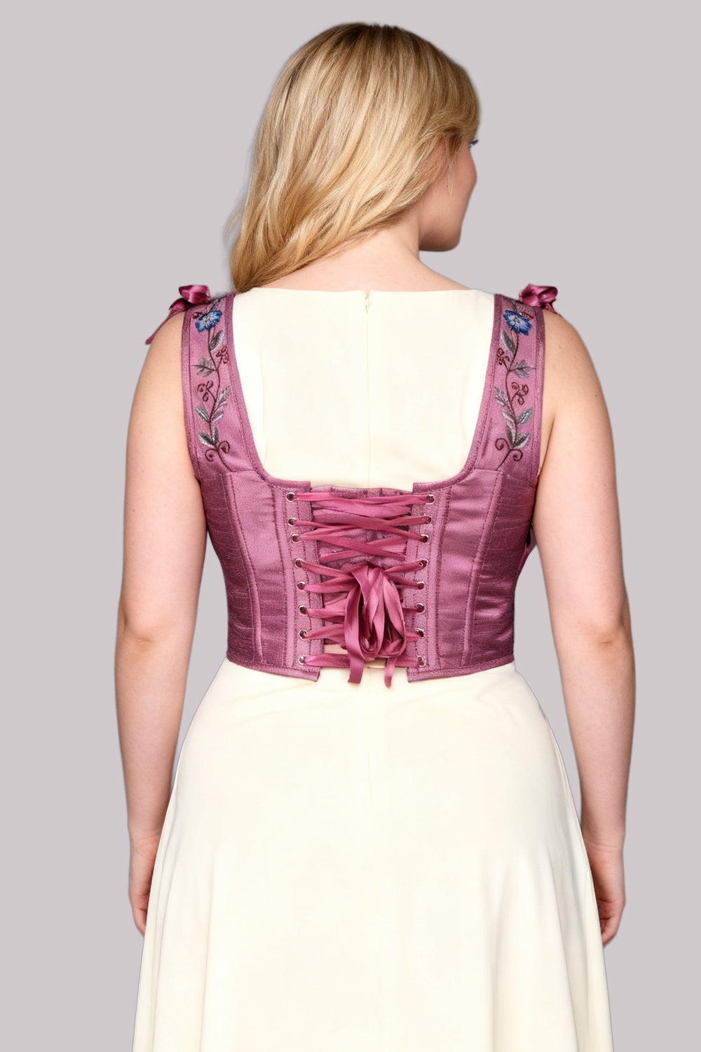 Mauve Diondra Embroidered Overbust Corset