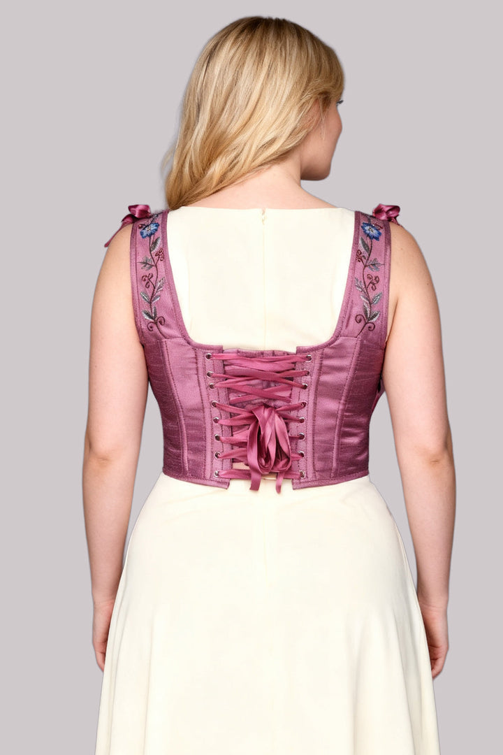 Mauve Diondra Embroidered Overbust Corset