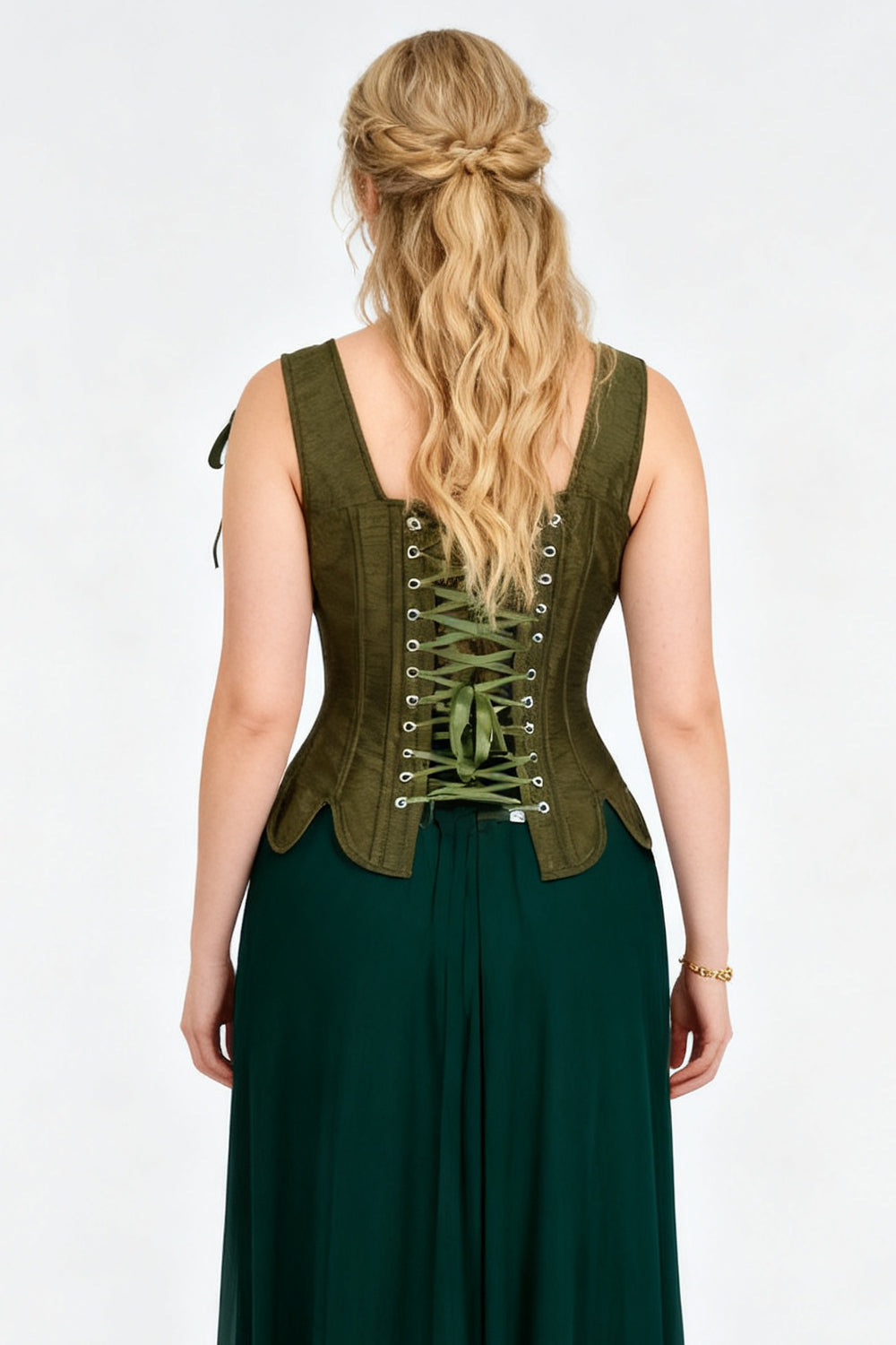 Kaelene Olive Green Victorian Overbust Corset