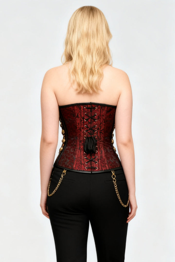 Maroon Jewelyn Steampunk Military Overbust Corset
