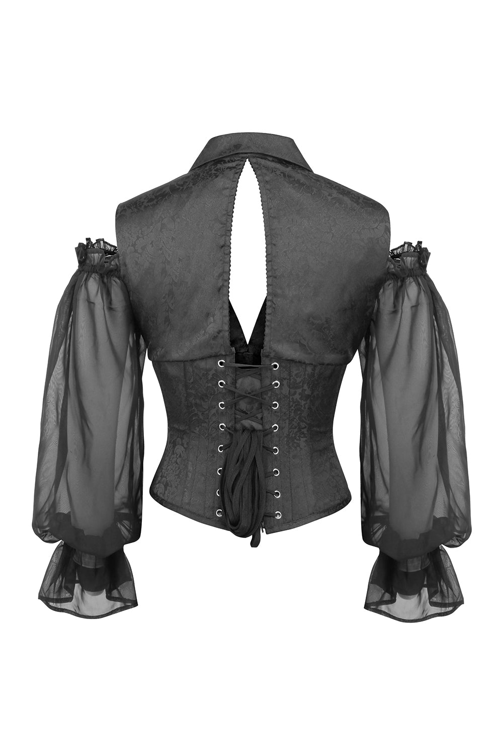 Midnight Black Ivy Underbust Corset with Georgette Sleeves