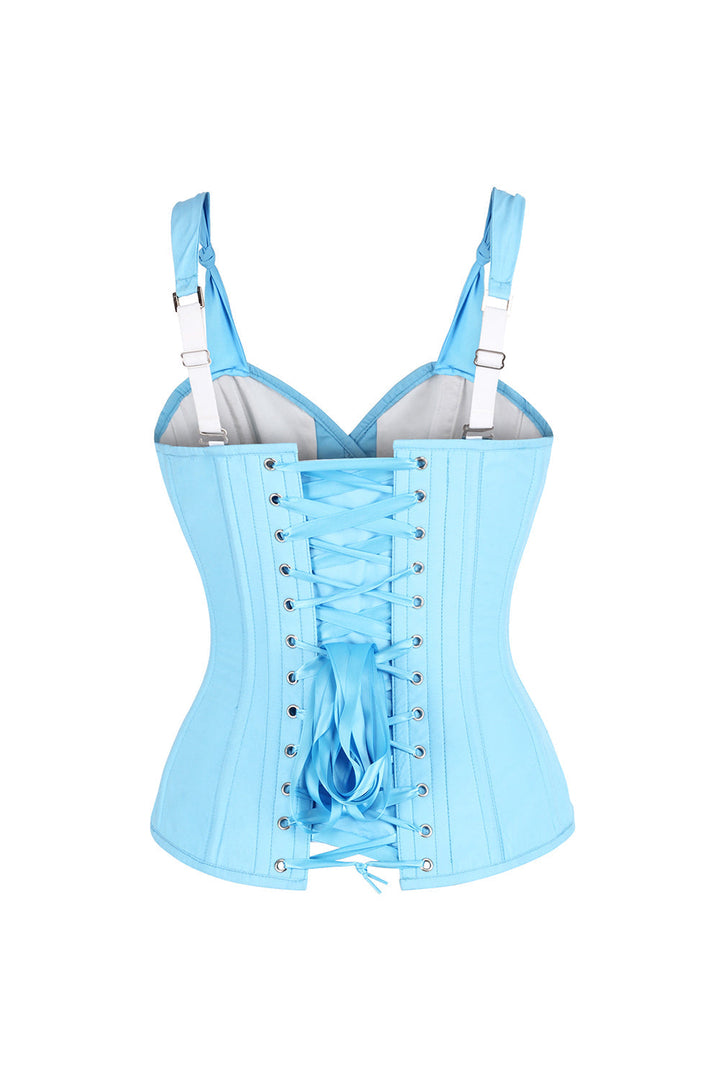 Sky Blue Gerarda Overbust Corset with Bow-Tie Straps