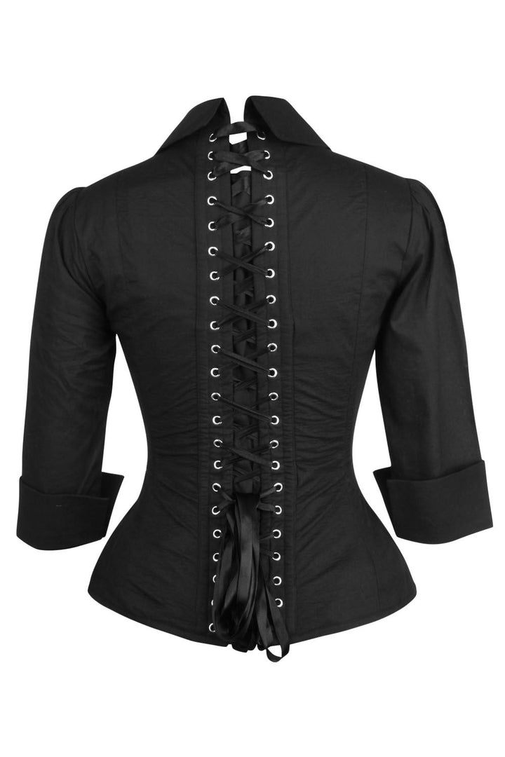 Midnight Black Curtisa Overbust Corset Shirt