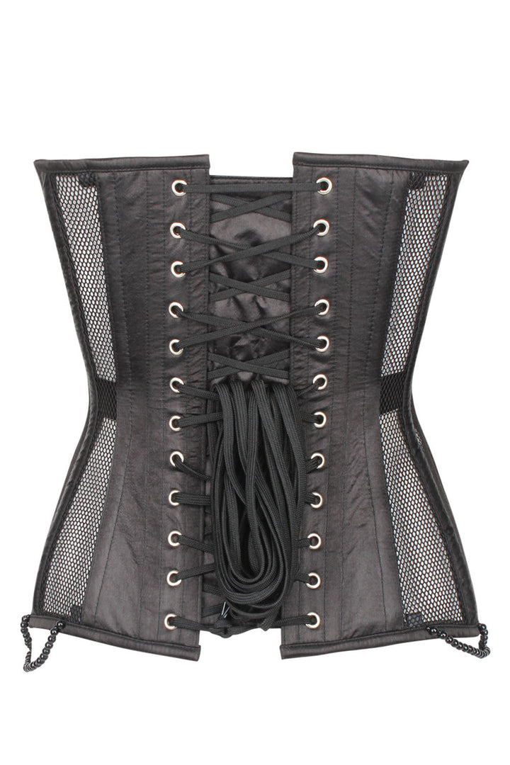 Black Latonia Mesh Lace Overbust Corset