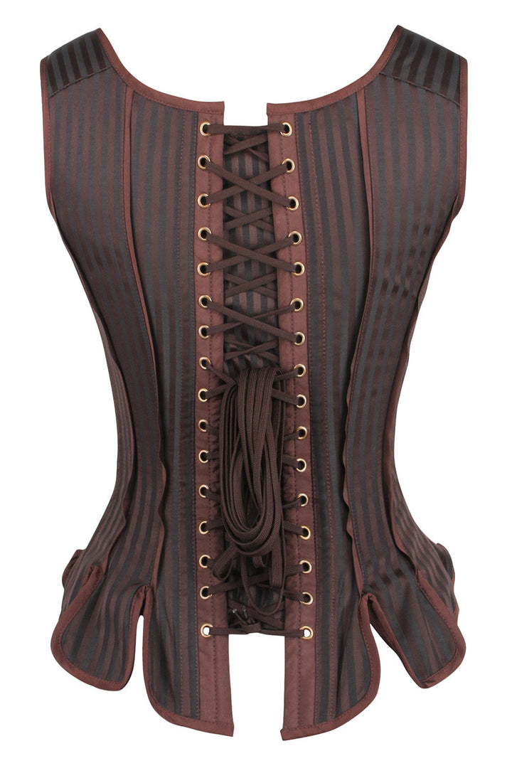 Brown Striped Hollyanne Overbust Corset