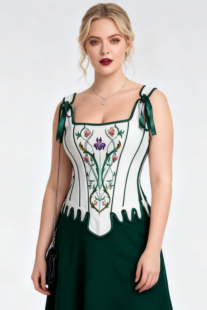 Emerald Vanesia Overbust Embroidery Corset