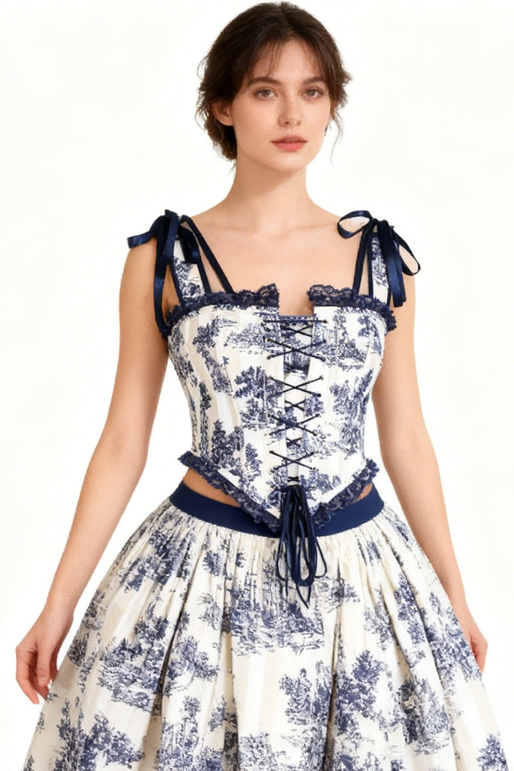 Toile Navy Joice Overbust Corset