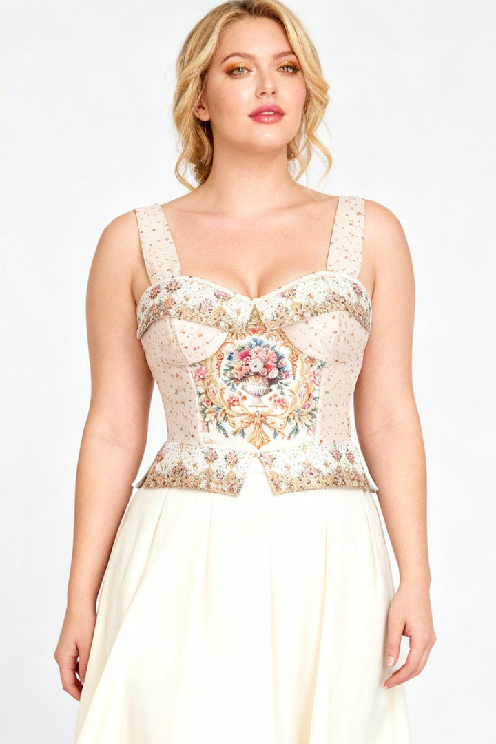 Ivory Floral Bayly Overbust Corset