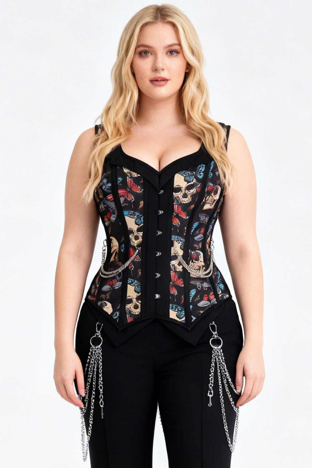 Black Skull &amp; Butterfly Laquisha Overbust Corset