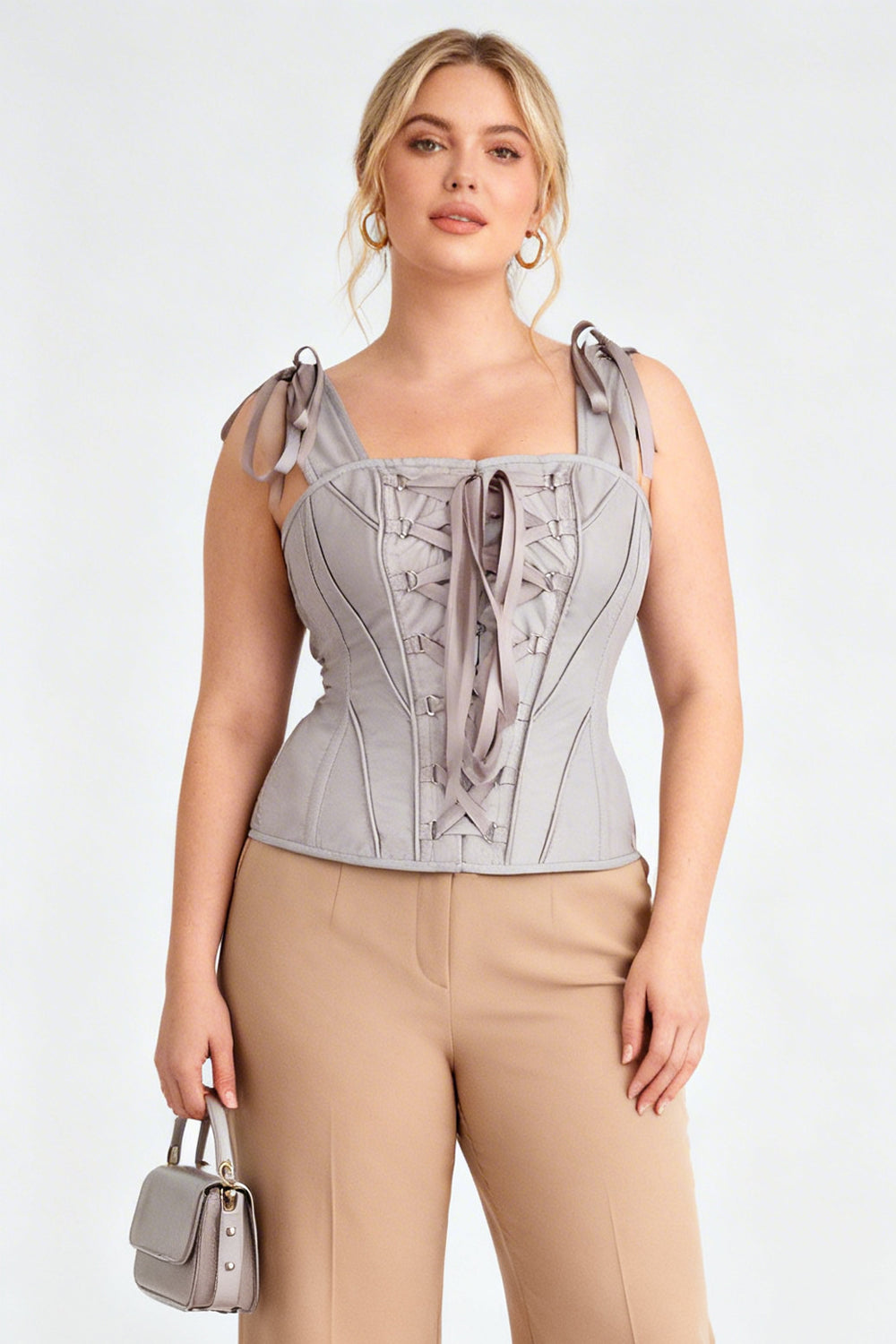 Dove Grey Shunelle Overbust Corset