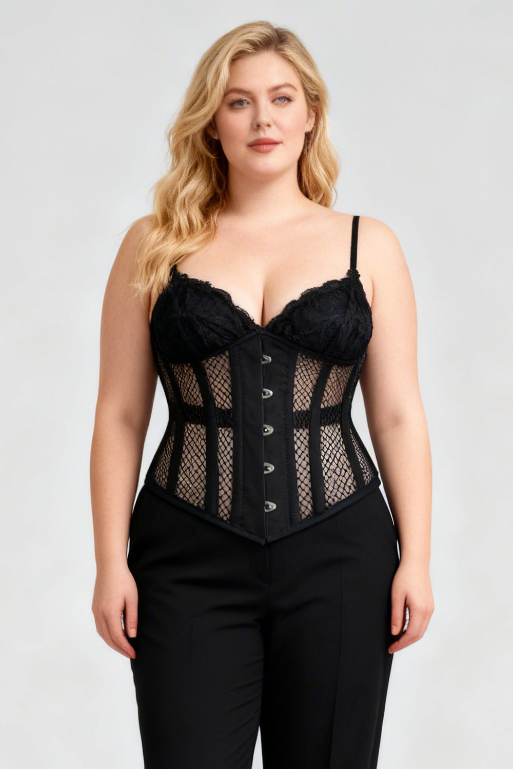 Midnight Black Delinda Mesh Underbust Corset