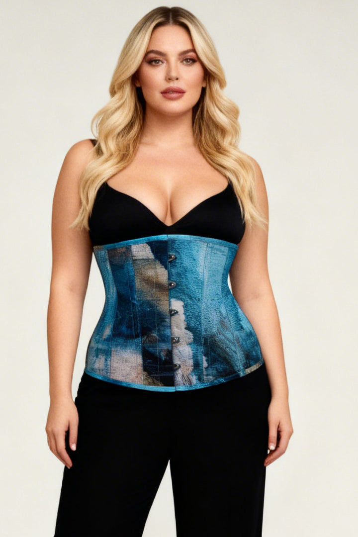 Azure Patchwork Anslea Underbust Corset