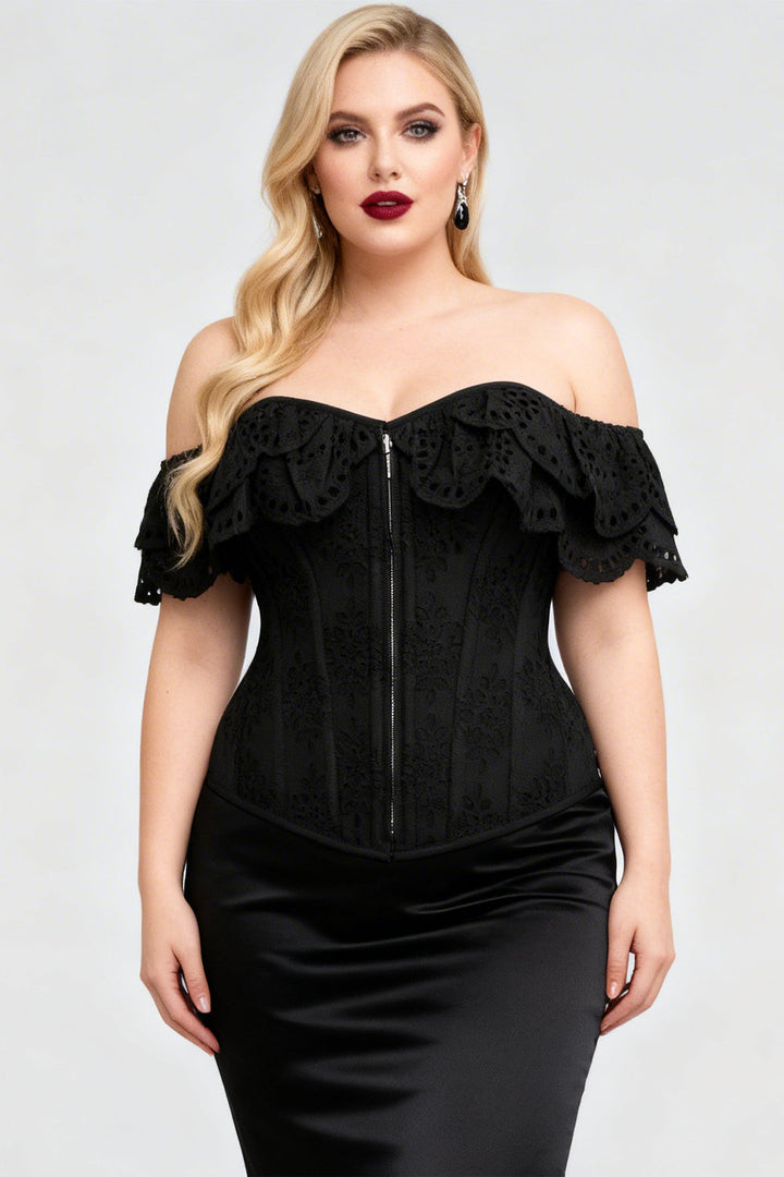 Midnight Black Sumiko Eyelet Overbust Corset