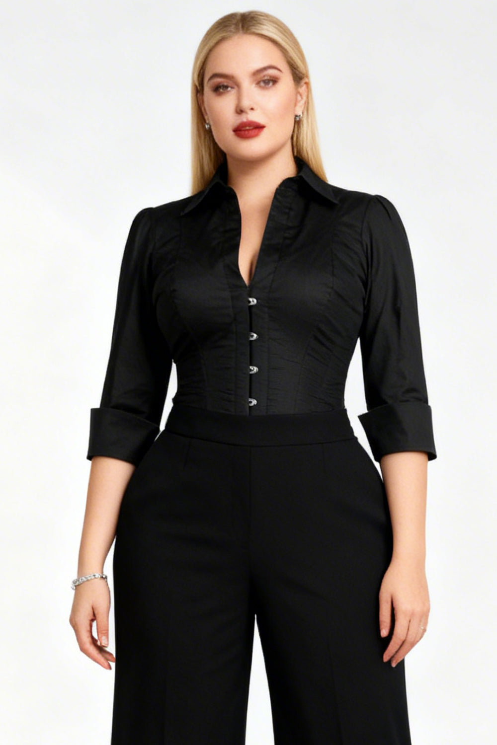 Midnight Black Curtisa Overbust Corset Shirt