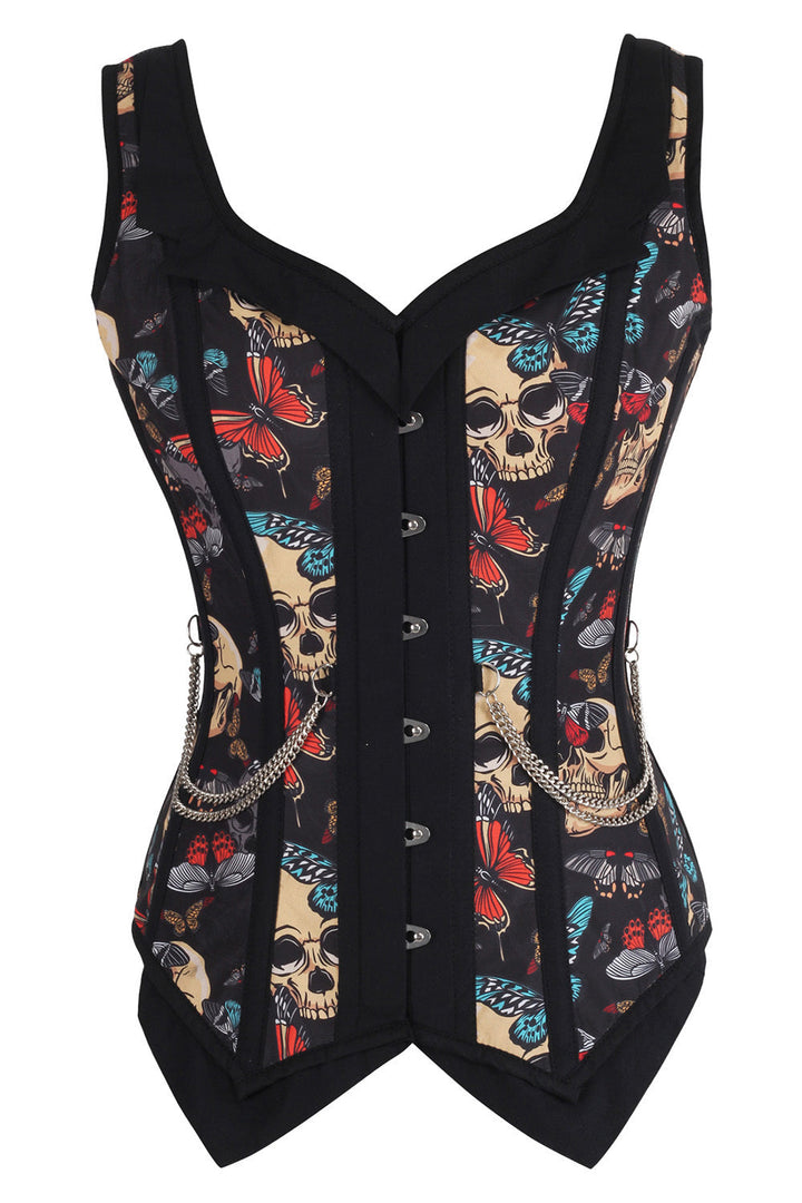 Black Skull &amp; Butterfly Laquisha Overbust Corset