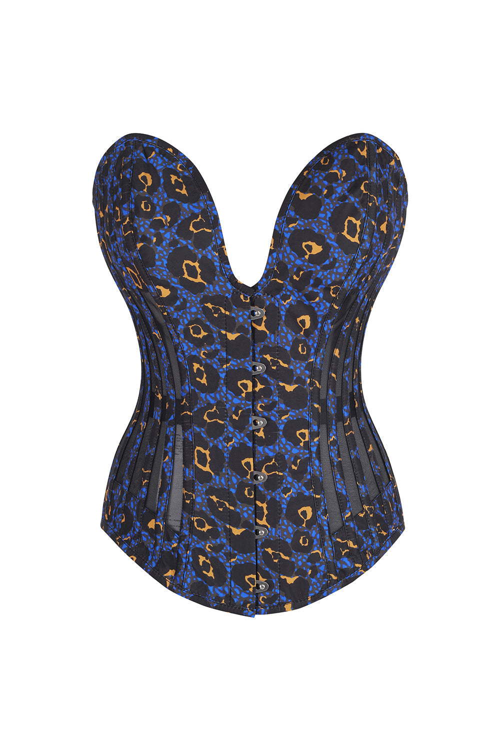 Midnight Blue Leopard Hiroko Overbust Corset