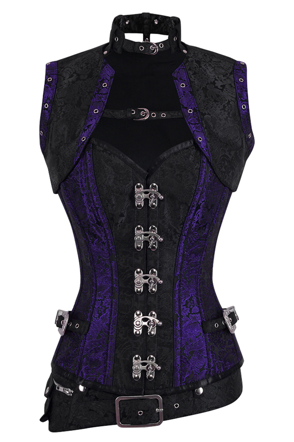 Selene Midnight Black &amp; Royal Purple Overbust Corset