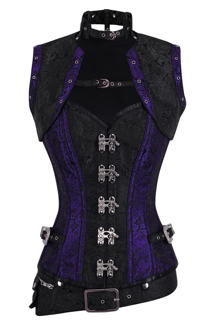 Selene Midnight Black &amp; Royal Purple Overbust Corset