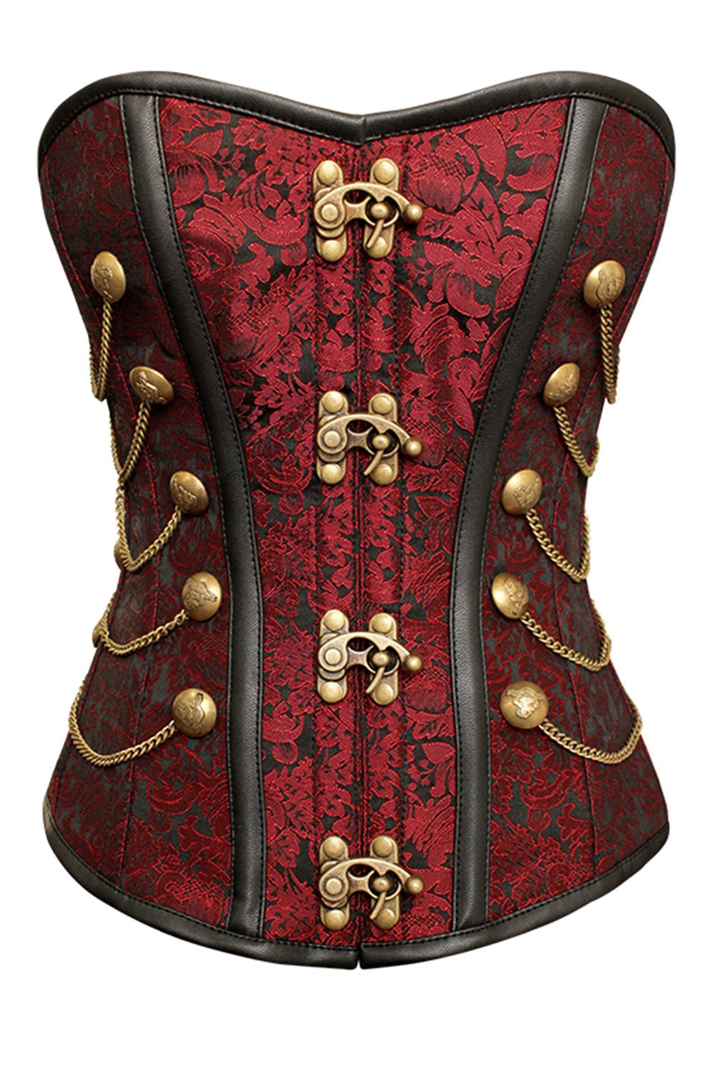 Maroon Jewelyn Steampunk Military Overbust Corset