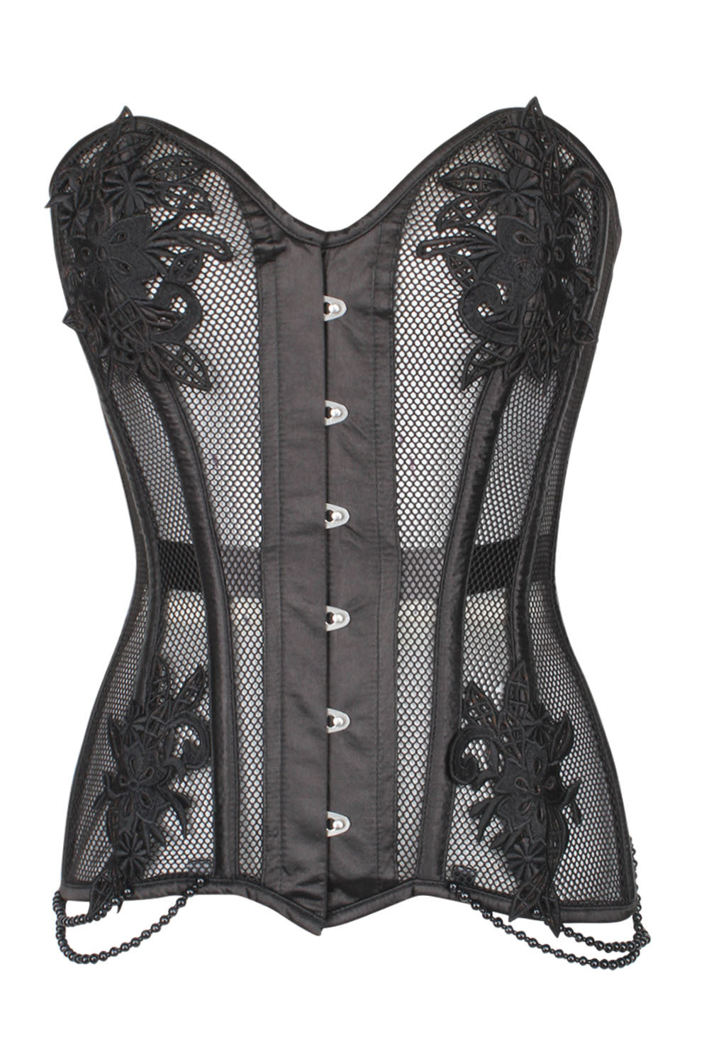 Black Latonia Mesh Lace Overbust Corset