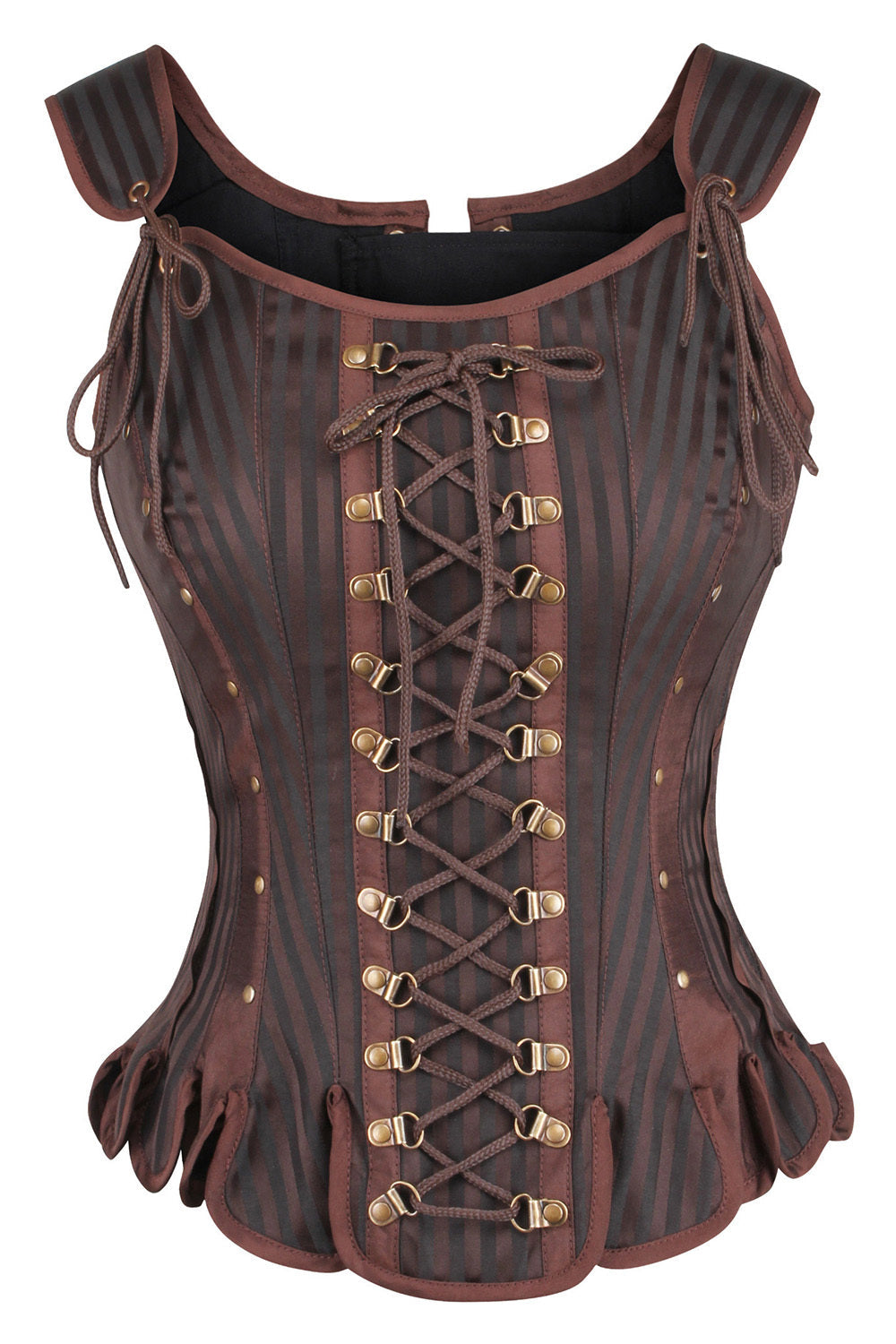 Brown Striped Hollyanne Overbust Corset