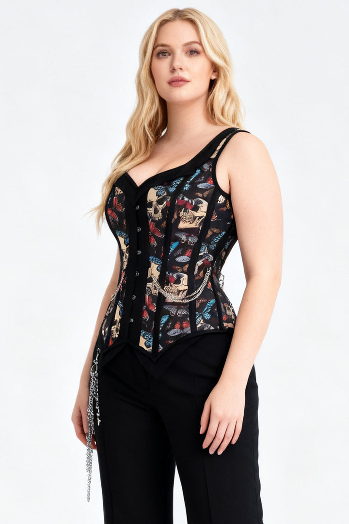 Black Skull &amp; Butterfly Laquisha Overbust Corset