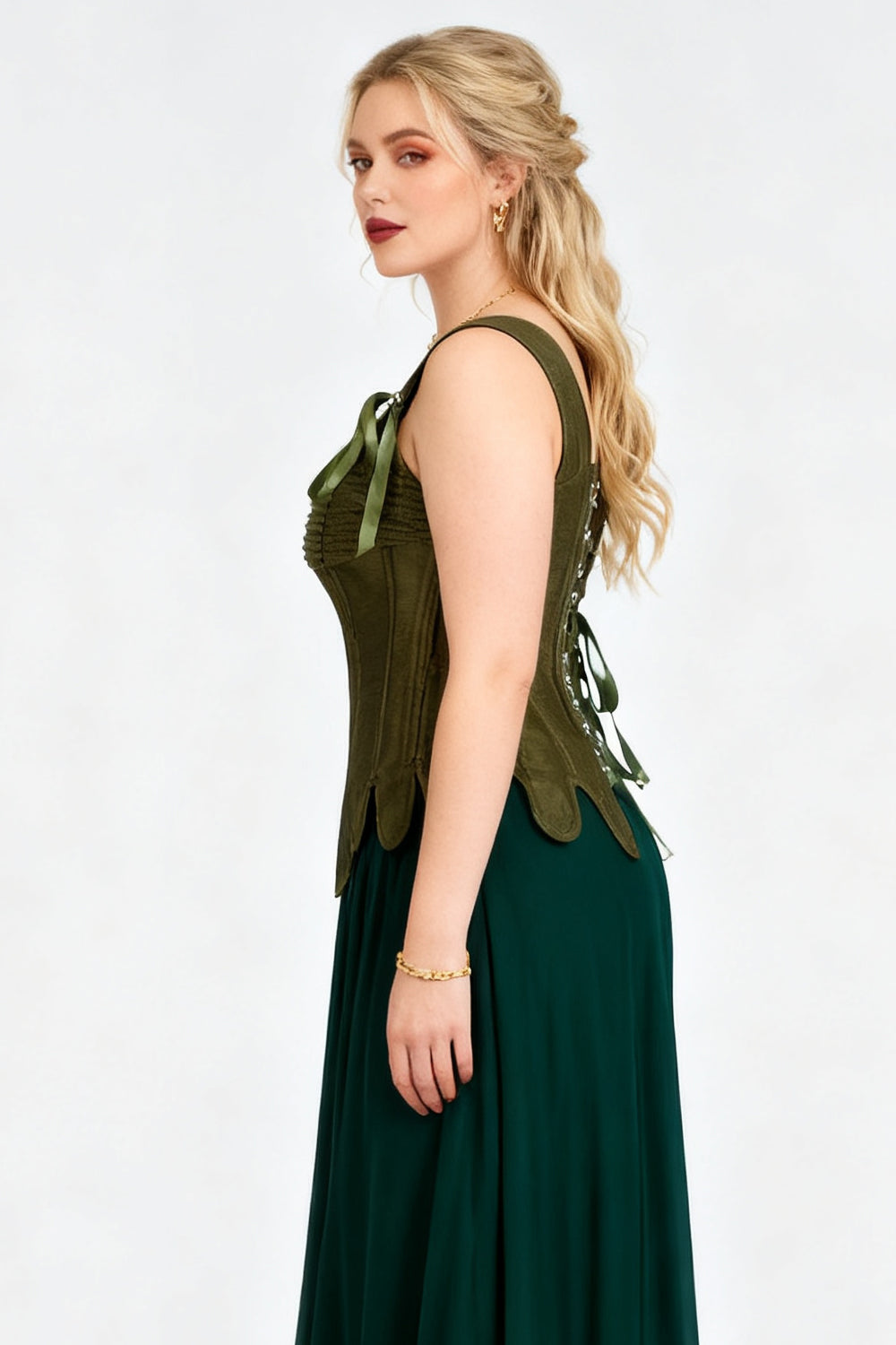 Kaelene Olive Green Victorian Overbust Corset
