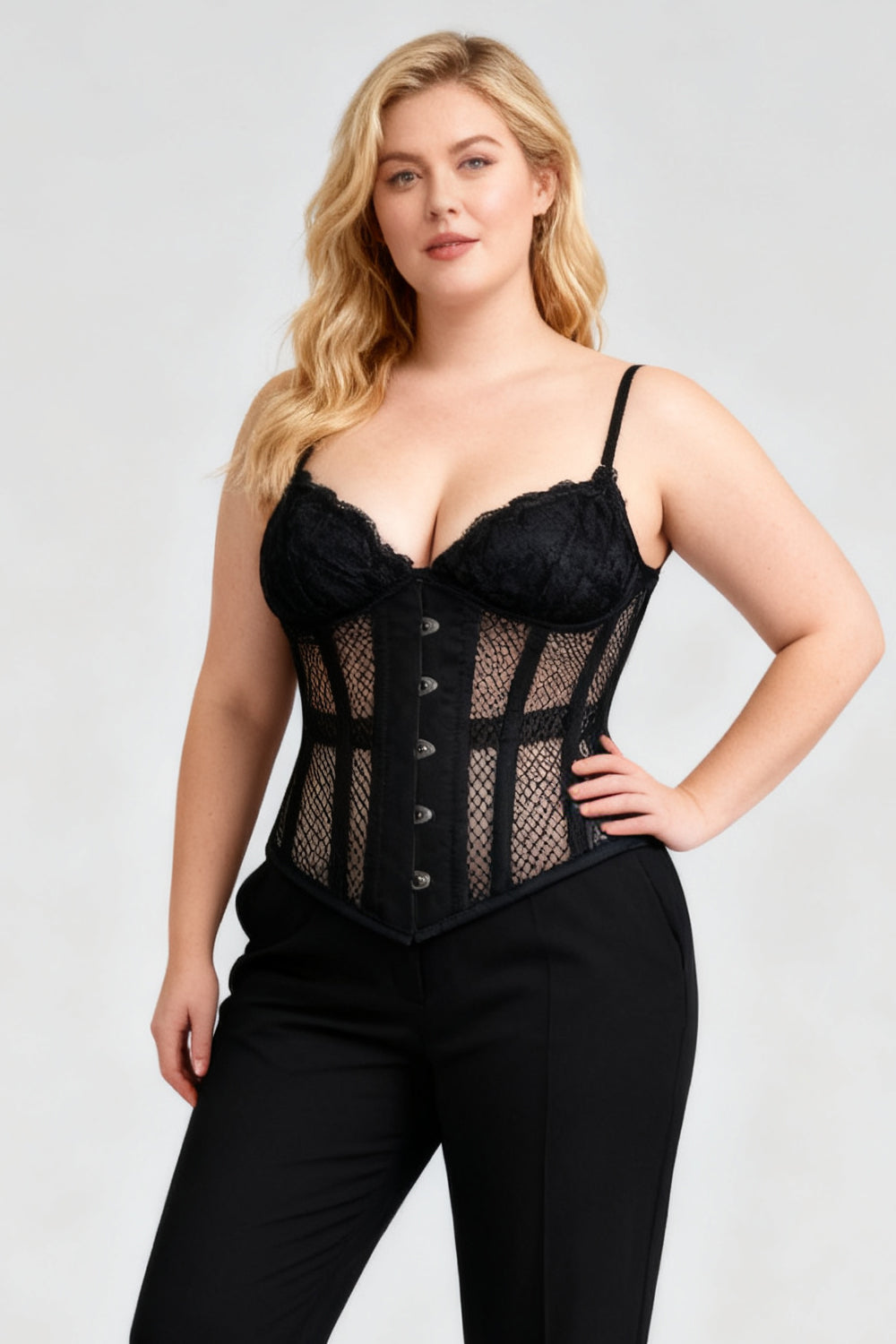 Midnight Black Delinda Mesh Underbust Corset