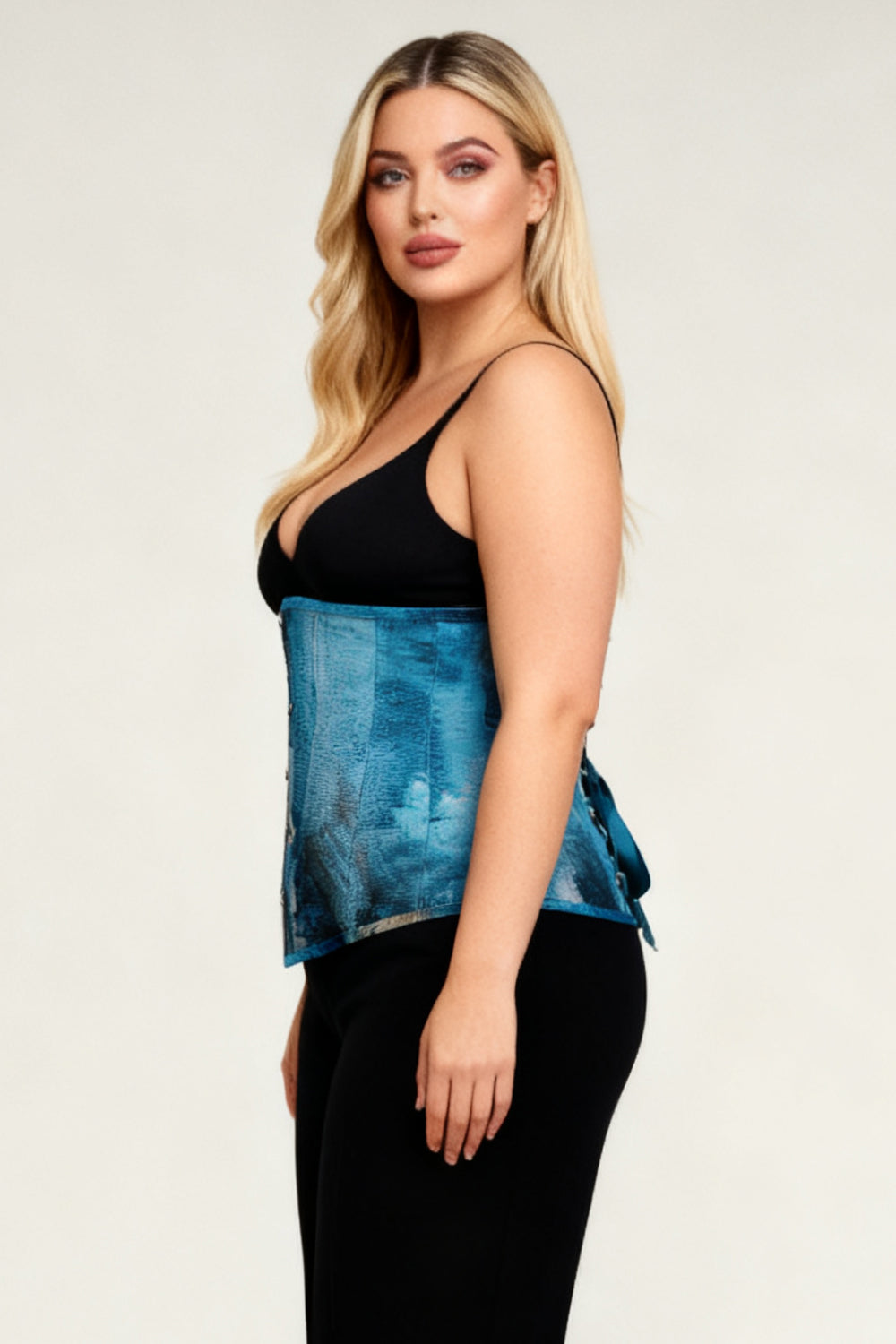 Azure Patchwork Anslea Underbust Corset