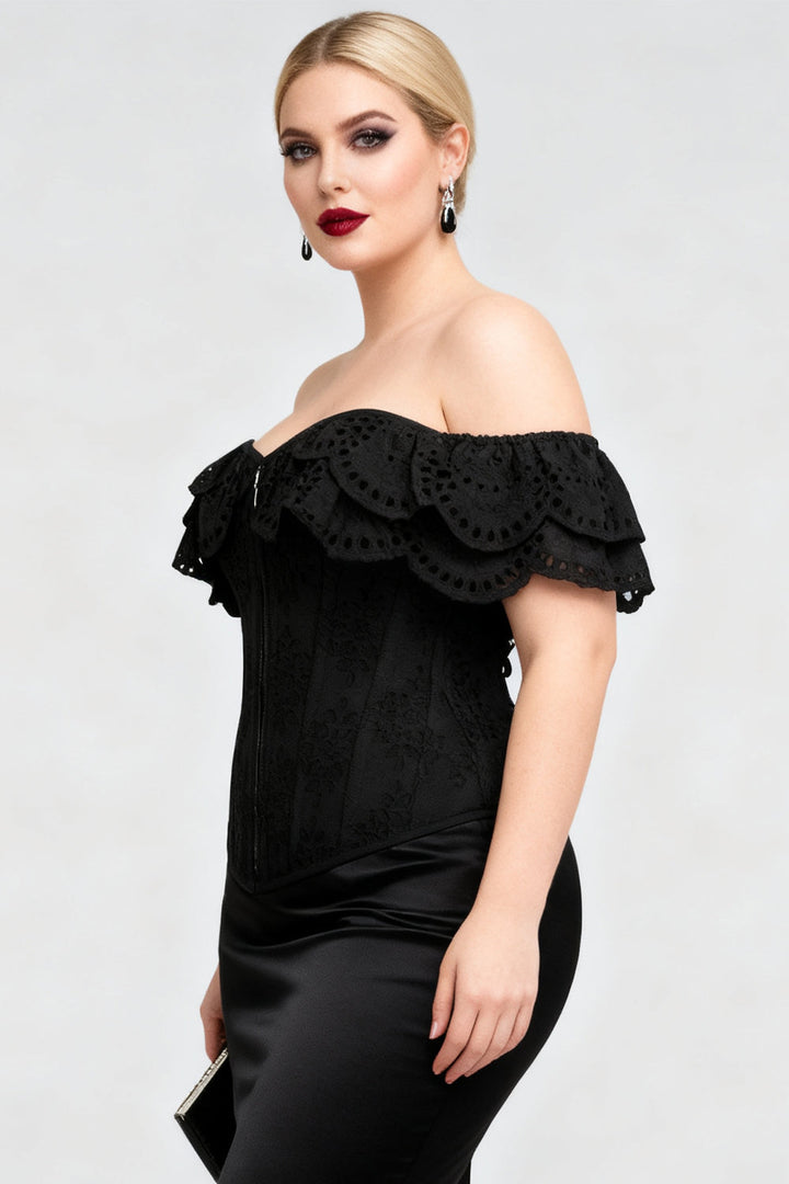 Midnight Black Sumiko Eyelet Overbust Corset