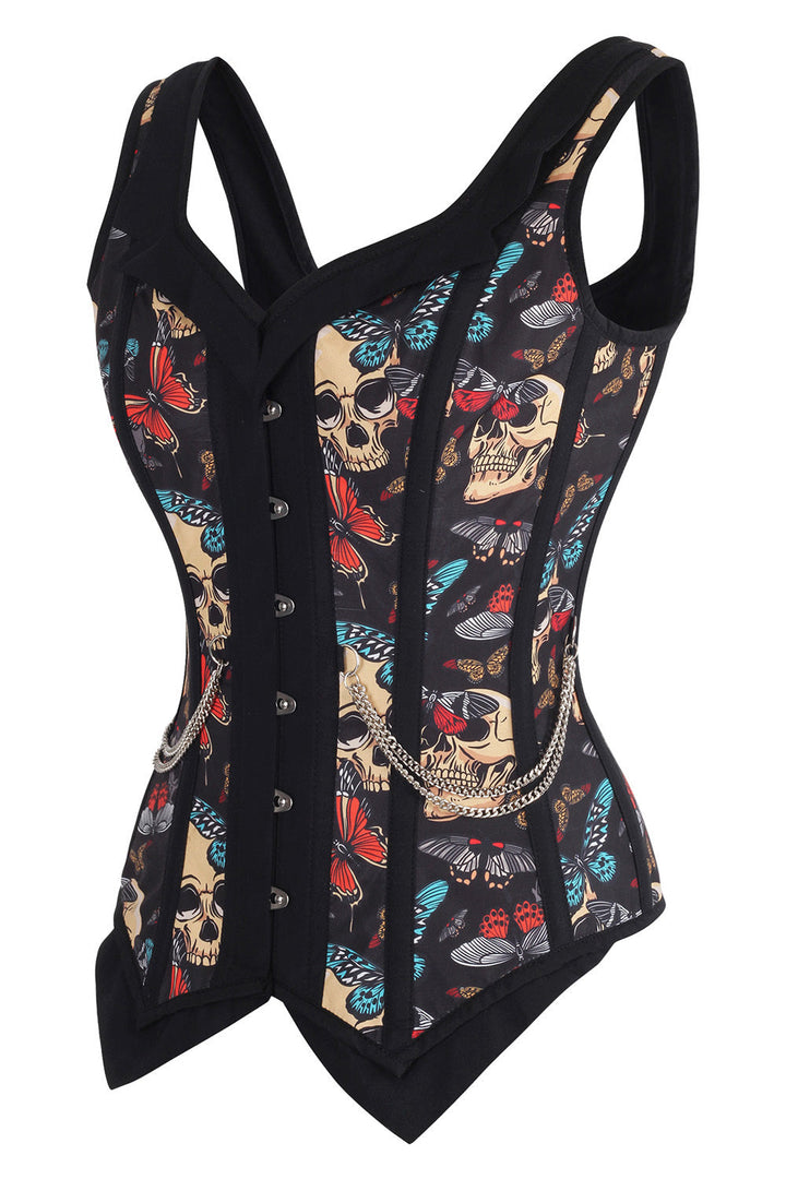 Black Skull &amp; Butterfly Laquisha Overbust Corset