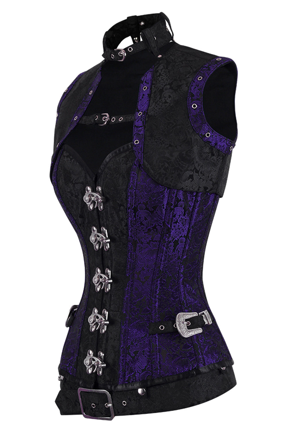 Selene Midnight Black &amp; Royal Purple Overbust Corset