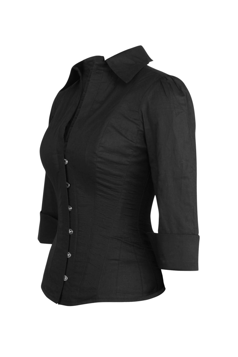 Midnight Black Curtisa Overbust Corset Shirt