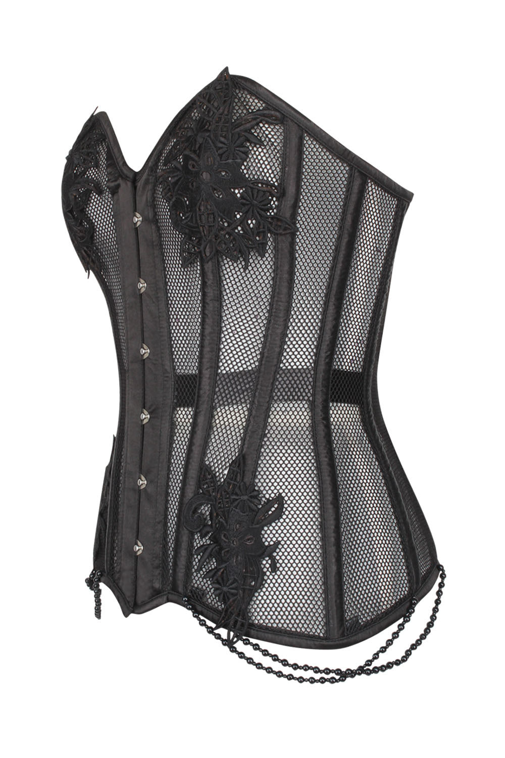 Black Latonia Mesh Lace Overbust Corset