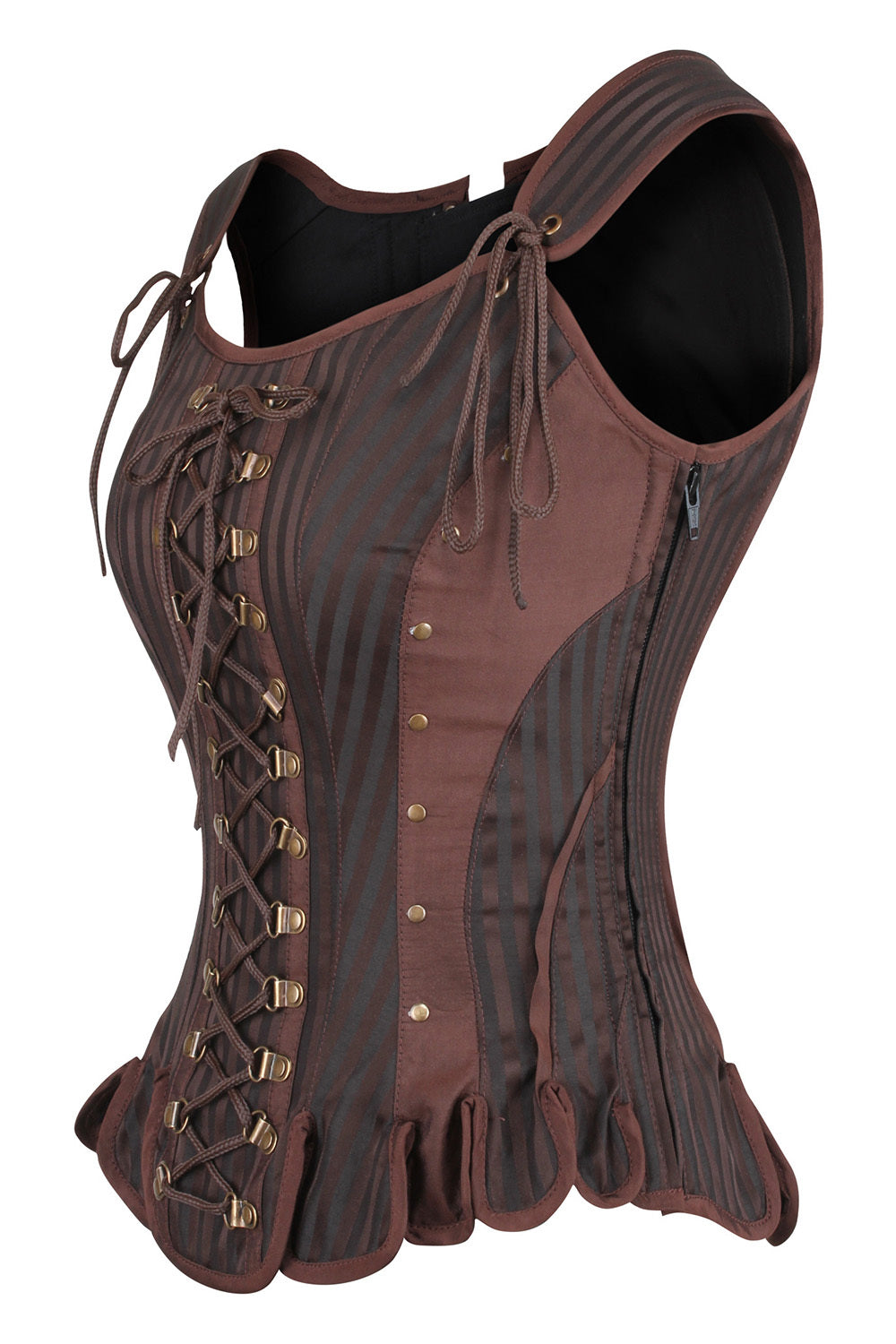 Brown Striped Hollyanne Overbust Corset