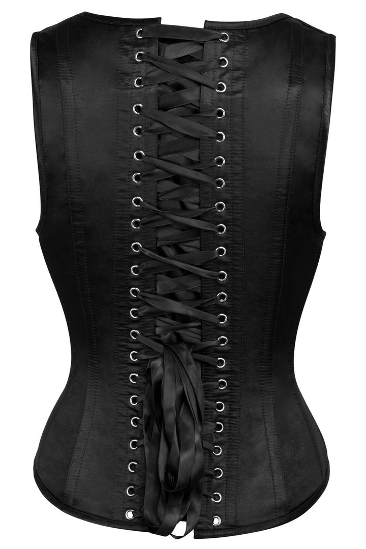 Danique Midnight Black High Back Underbust Corset with Straps