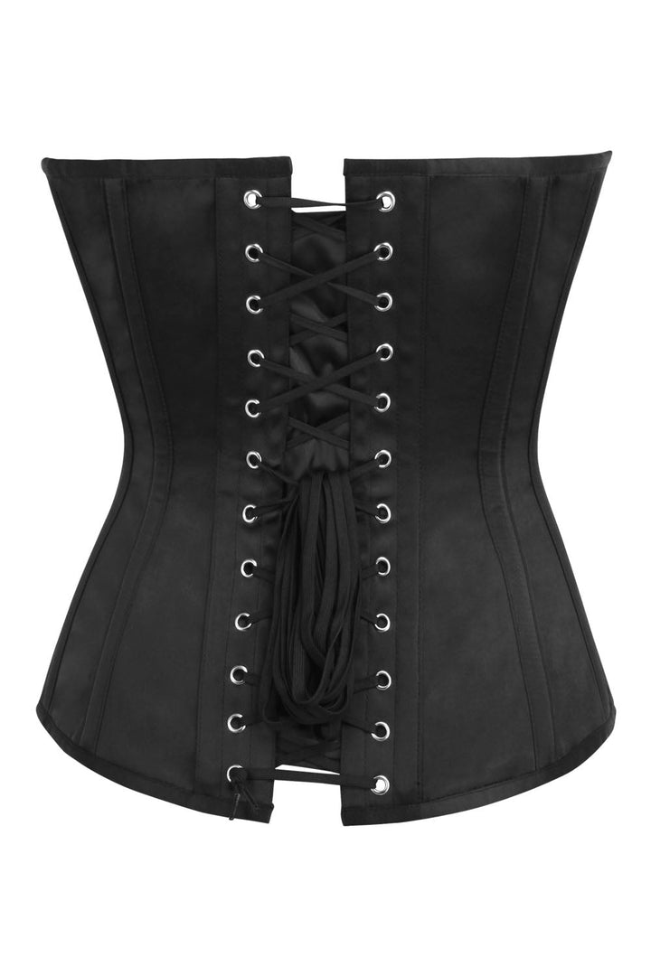 Midnight Black Hadlea Satin Overbust Corset