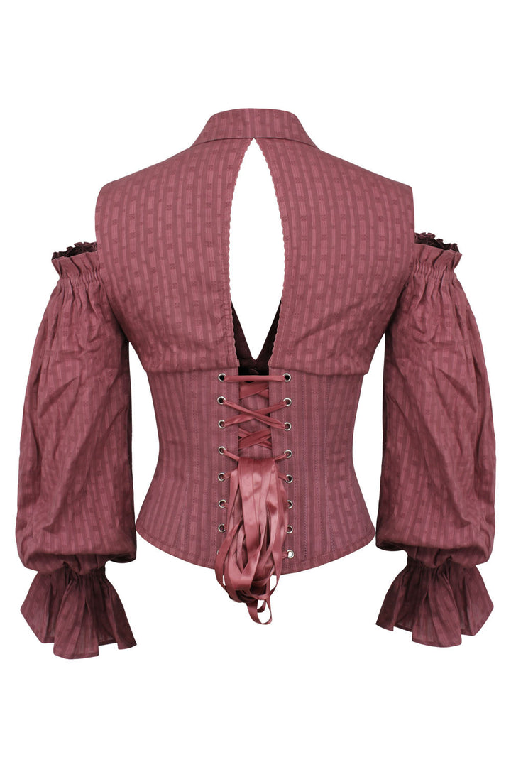 Dusty Rose Ivy Cold Shoulder Underbust Cotton Corset