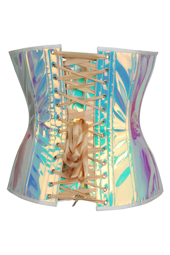 Holographic Rainbow Laquita Overbust Steel Boned Corset