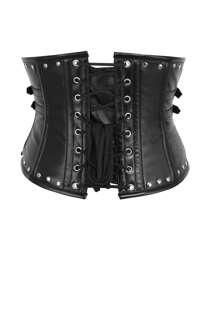 Jacklynn Midnight Black Faux Leather Underbust Gothic Corset