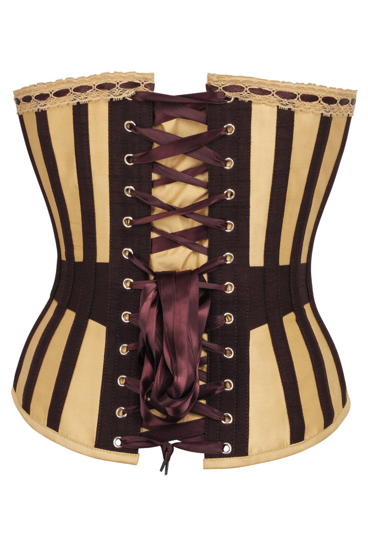 Brown &amp; Gold Striped Joylin Overbust Corset
