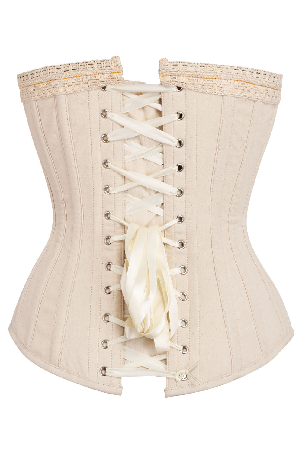 Mercia Cream Overbust Cotton Corset with Gold Flossing